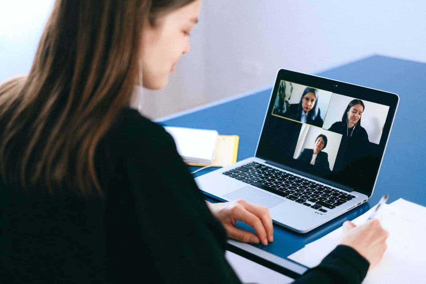 a woman working from home